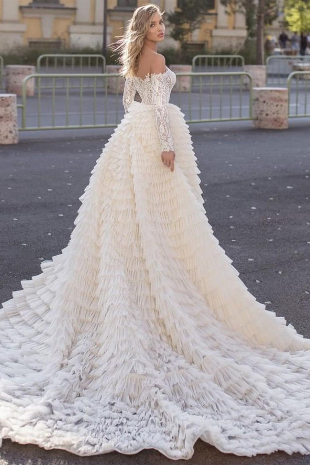 Mermaid Wedding Dress With Train - Fascinating Off the Shoulder Long Sleeves-BallBride
