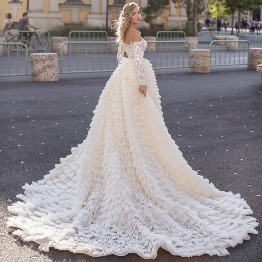 Mermaid Wedding Dress With Train - Fascinating Off the Shoulder Long Sleeves-BallBride