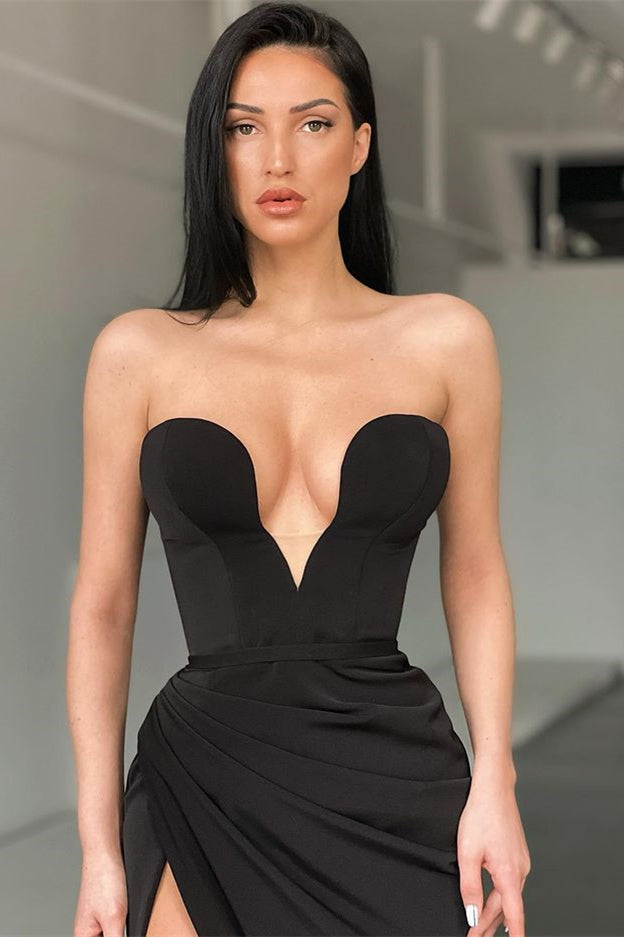 Modern Black Sweetheart Mermaid Prom Dress with Split-BallBride