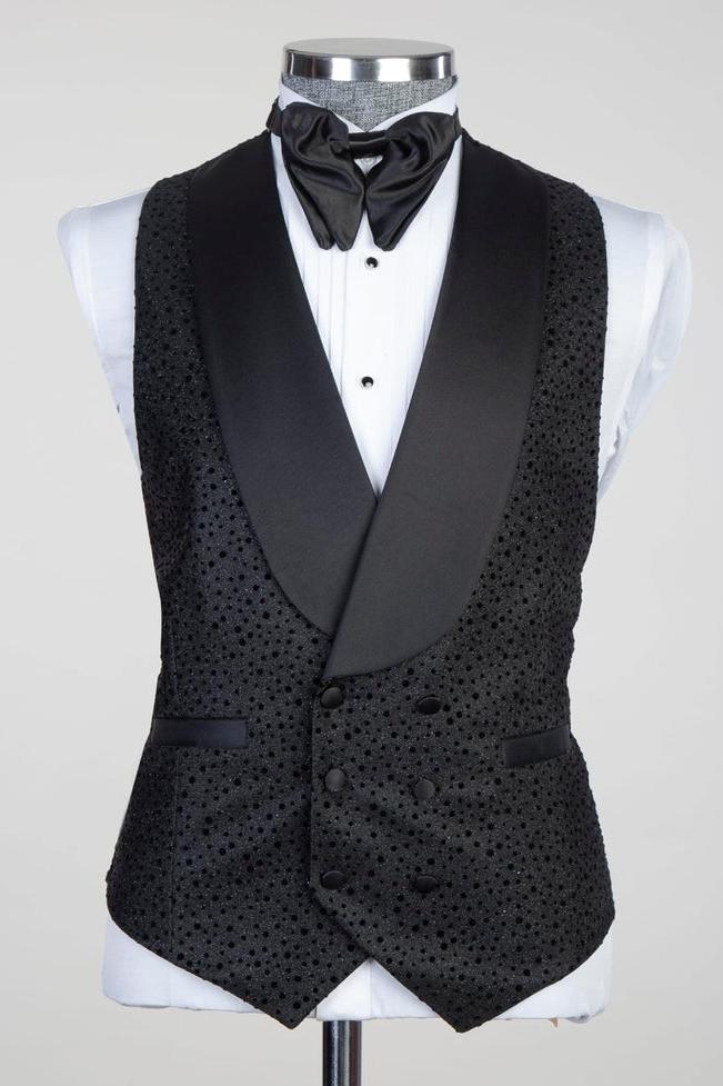 Modern Black Three Pieces Shawl Lapel Men Suits for Wedding by Duane-BallBride