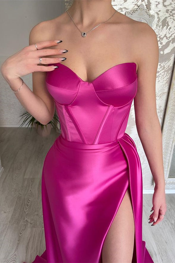 Modern Fuchsia Sweetheart Mermaid Prom Dress with Split-BallBride