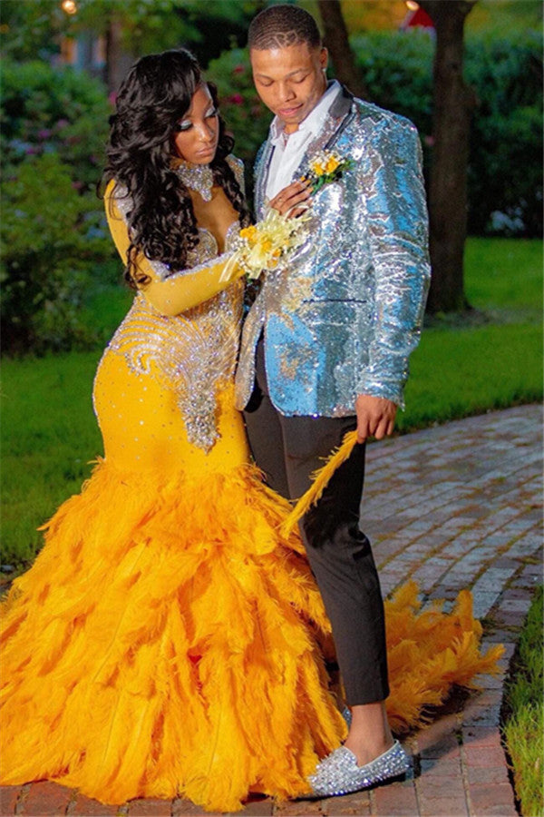 Modern Glitter Silver Hot Selling Homecoming Prom Suit For Boys With Sequins-BallBride