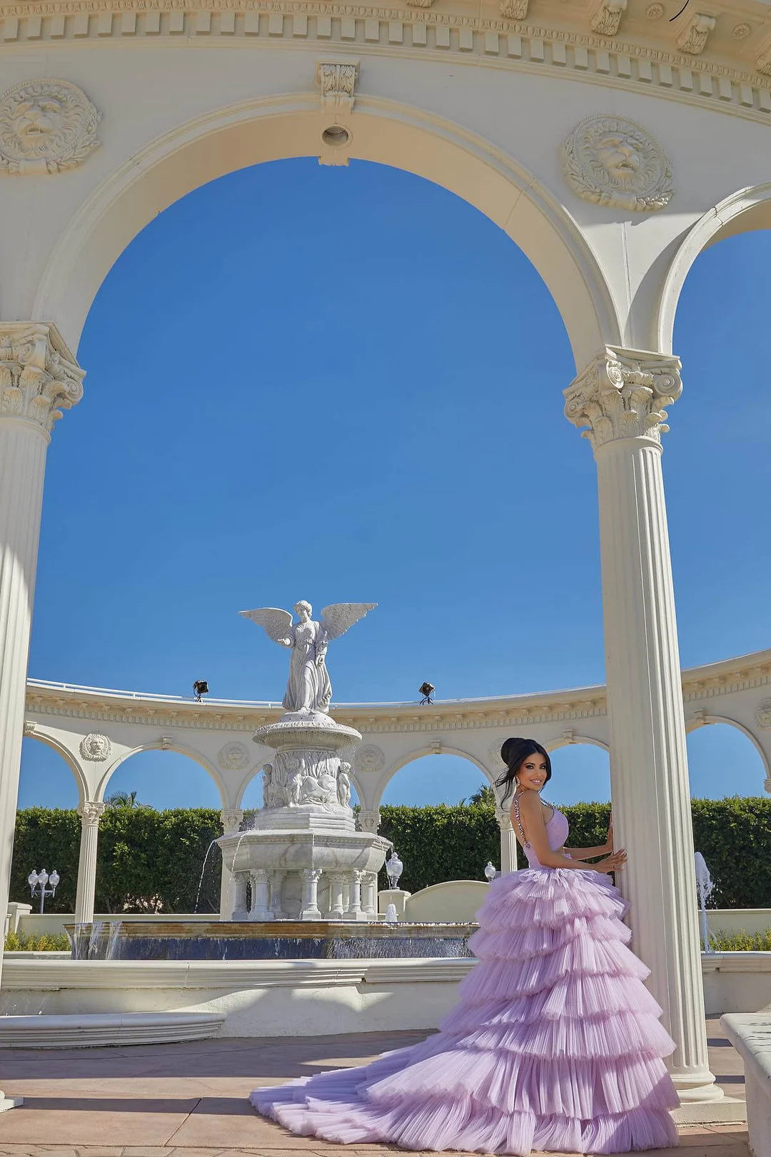 Modern Lilac Tulle Layered Evening Dress Ball Gown Sleeveless With Crystal-BallBride