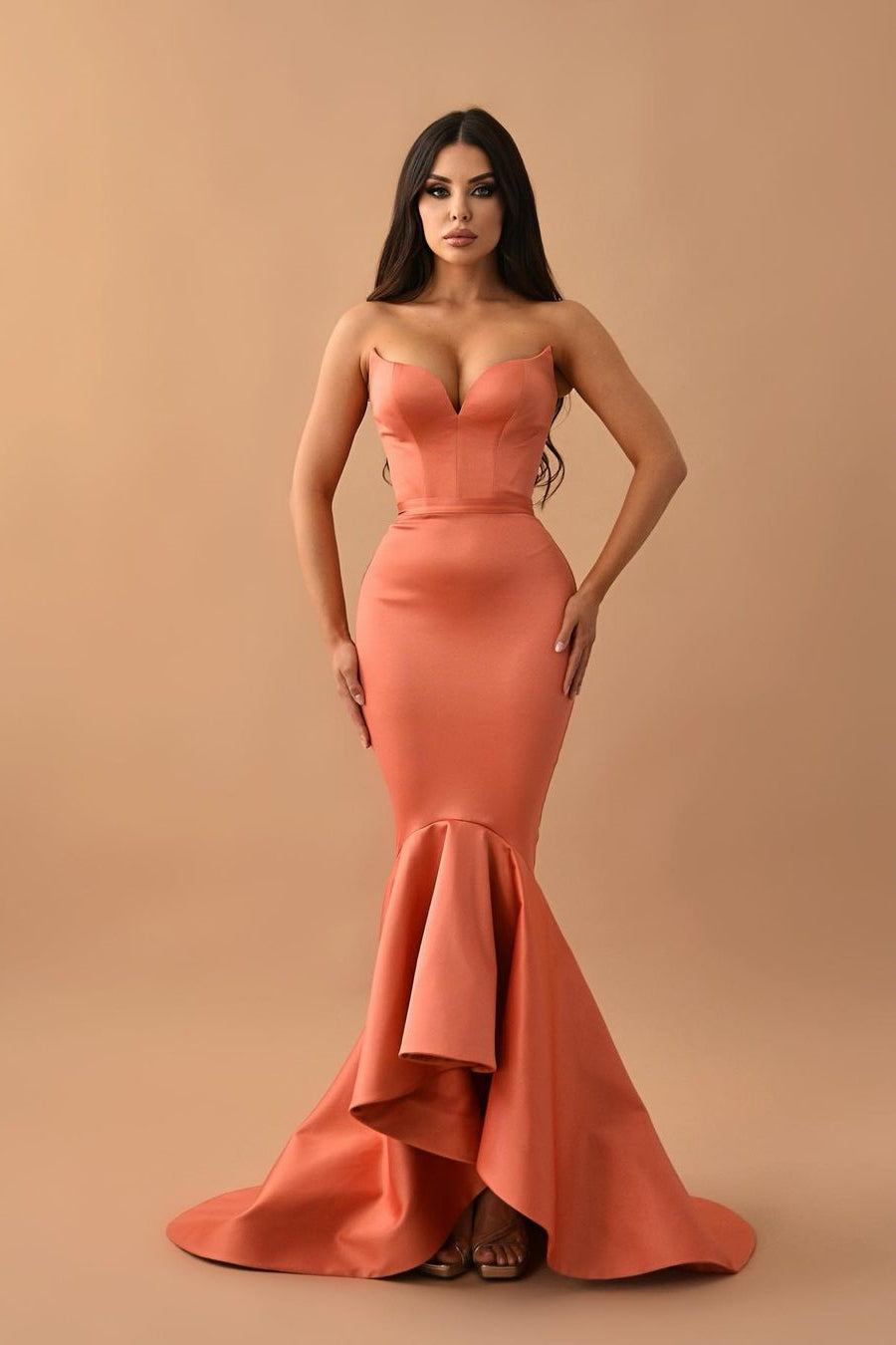 Modern Red Sleeveless Sweetheart Mermaid Evening Dress With Lace-up Back-BallBride
