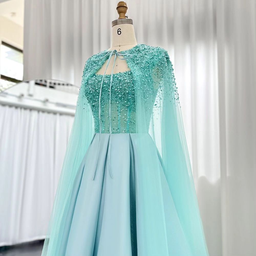 Modern Strapless Prom Dress with Tulle Cape Beadings and Pearls Online-BallBride