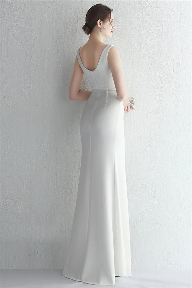 Modern Straps Evening Gowns Mermaid Long With Slit Sleeveless-BallBride