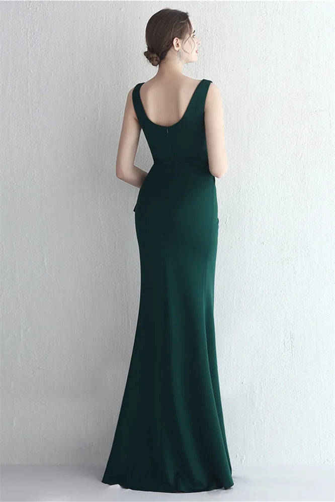 Modern Straps Evening Gowns Mermaid Long With Slit Sleeveless-BallBride
