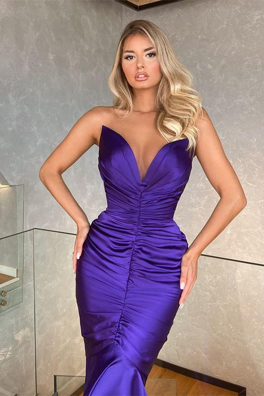 Modern Sweetheart Mermaid Prom Dress Long Pleated-BallBride