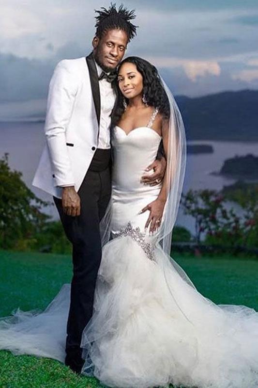 Modern White Simple One Button Wedding Suit with Black Lapel-BallBride