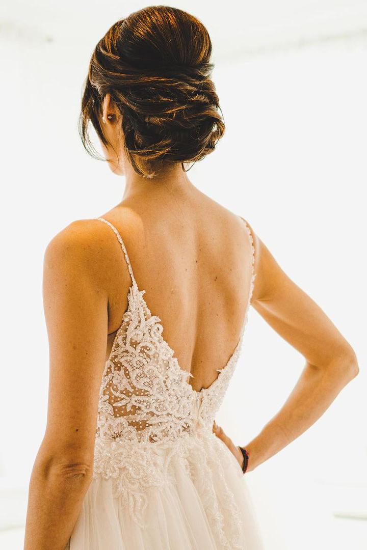 Modest A-line Spaghetti Straps Wedding Dress with Tulle-BallBride