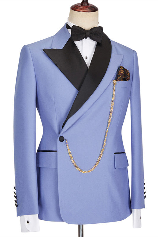 Morden Blue Best Fited Business Suit with Peaked Lapel for Guys-BallBride