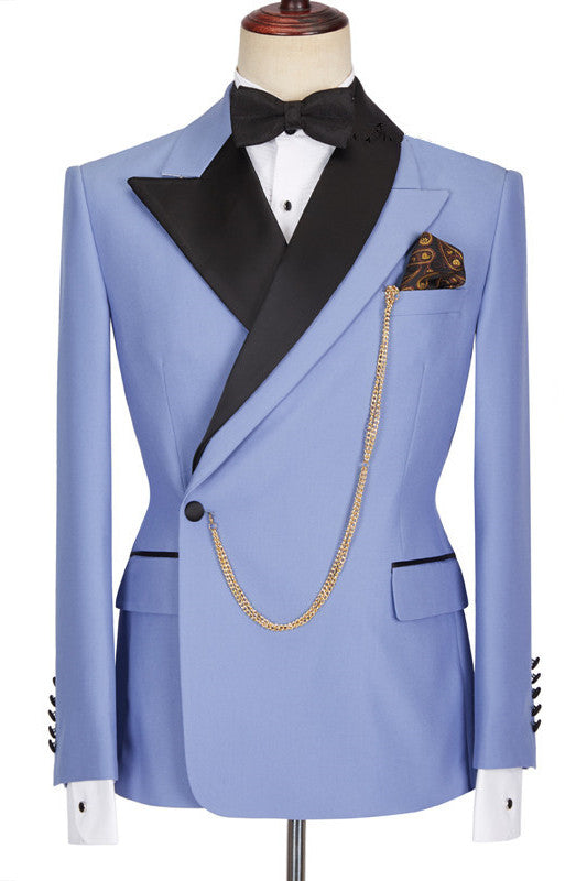 Morden Blue Best Fited Business Suit with Peaked Lapel for Guys-BallBride