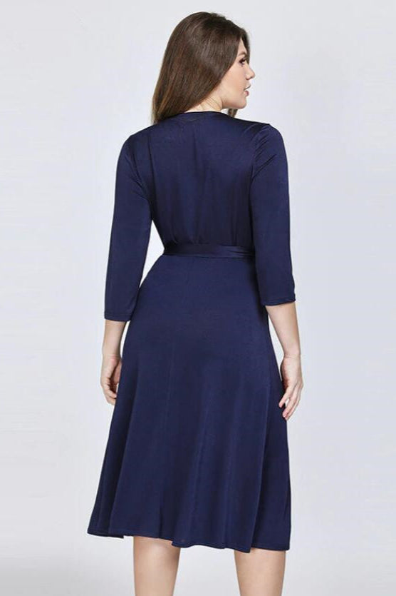 Navy Half Sleeve Sweetheart Plus Size Evening Dress-BallBride
