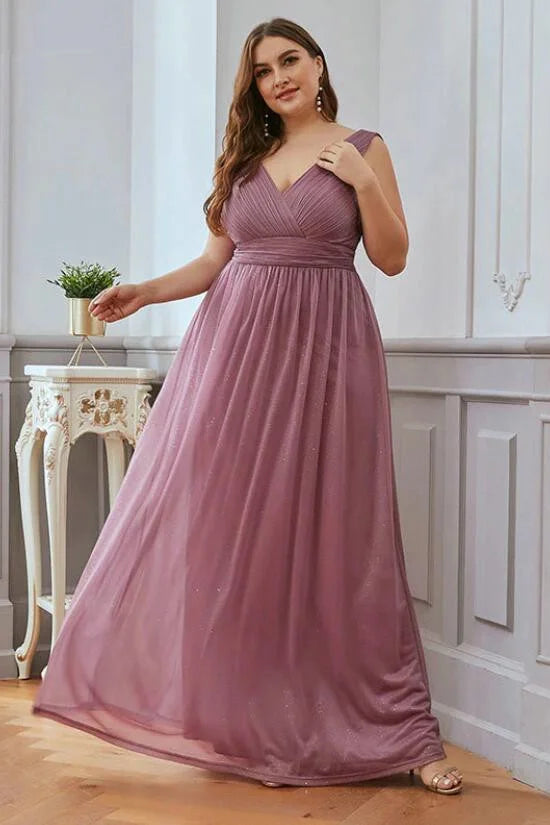 Navy Stunning V-Neck Sleeveless Long Evening Prom Dress-BallBride