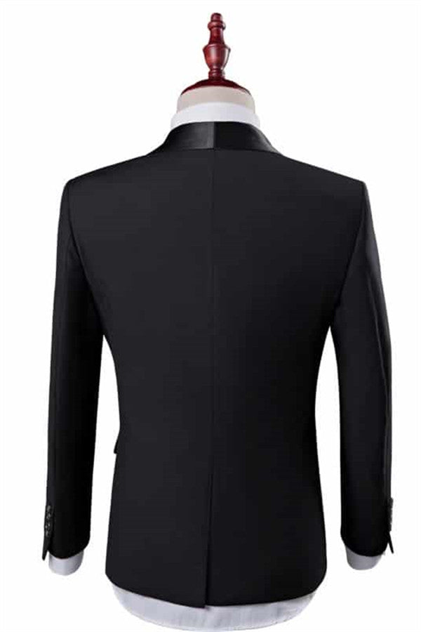 New Arrival 2 Piece Black Shawl Lapel Groomsmen Suit-BallBride