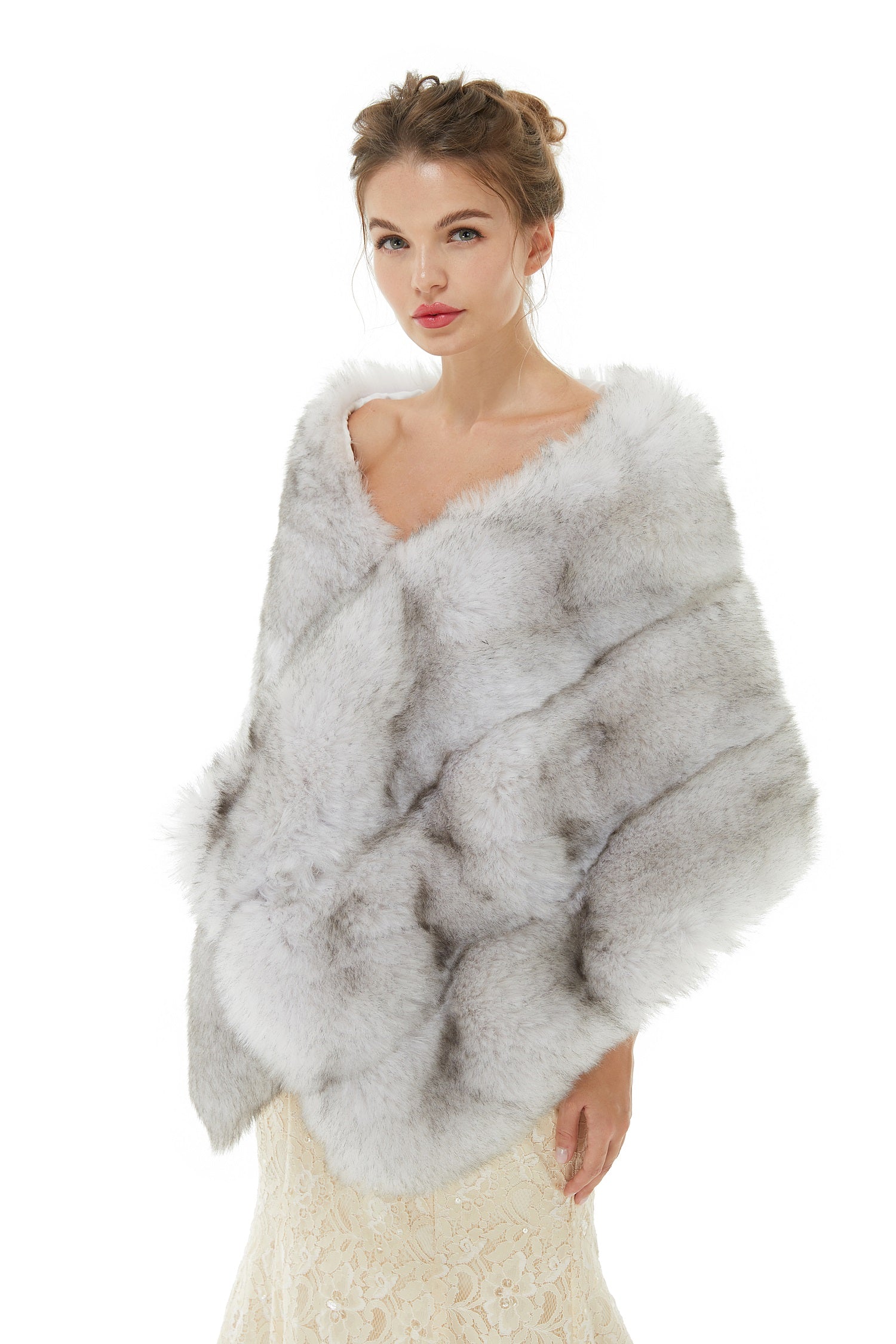 New Arrival: Chic Light Grey Faux Fur Wedding Wrap-BallBride