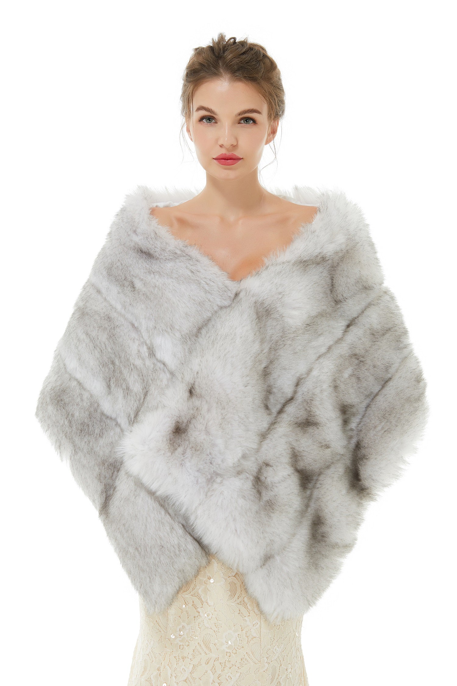 New Arrival: Chic Light Grey Faux Fur Wedding Wrap-BallBride