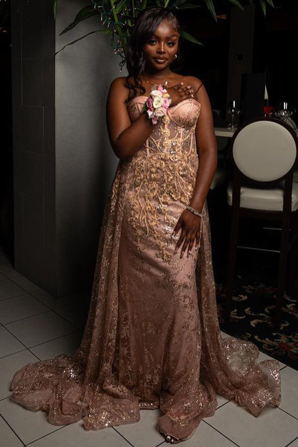 New Arrival Elegant Pink Sweetheart Appliques Over-skirt Prom Dress-BallBride