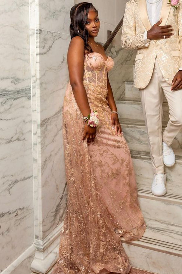 New Arrival Elegant Pink Sweetheart Appliques Over-skirt Prom Dress-BallBride