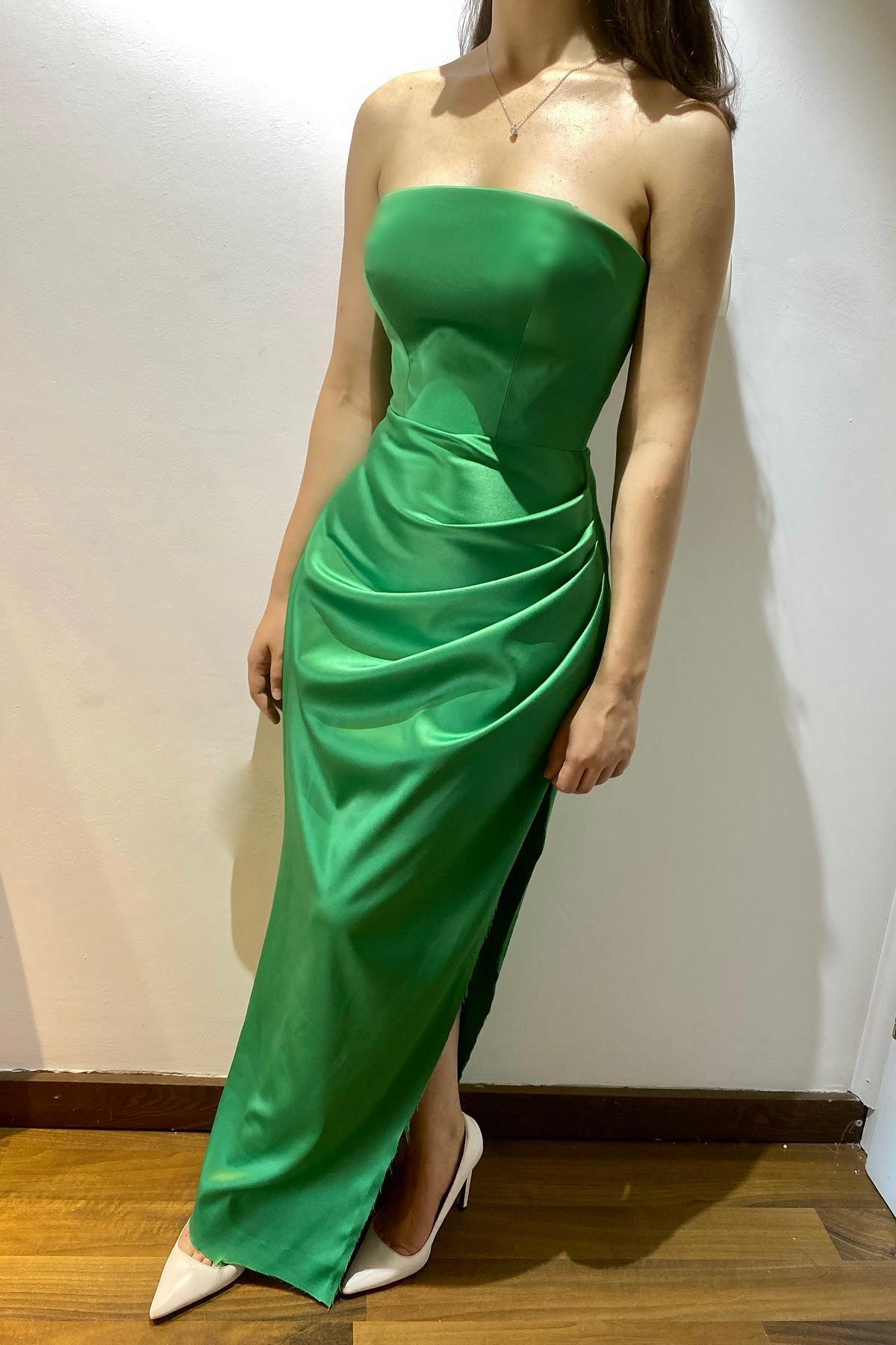 New Arrival Emerald Strapless Sleeveless Mermaid Prom Dress With Pleats & Split-BallBride