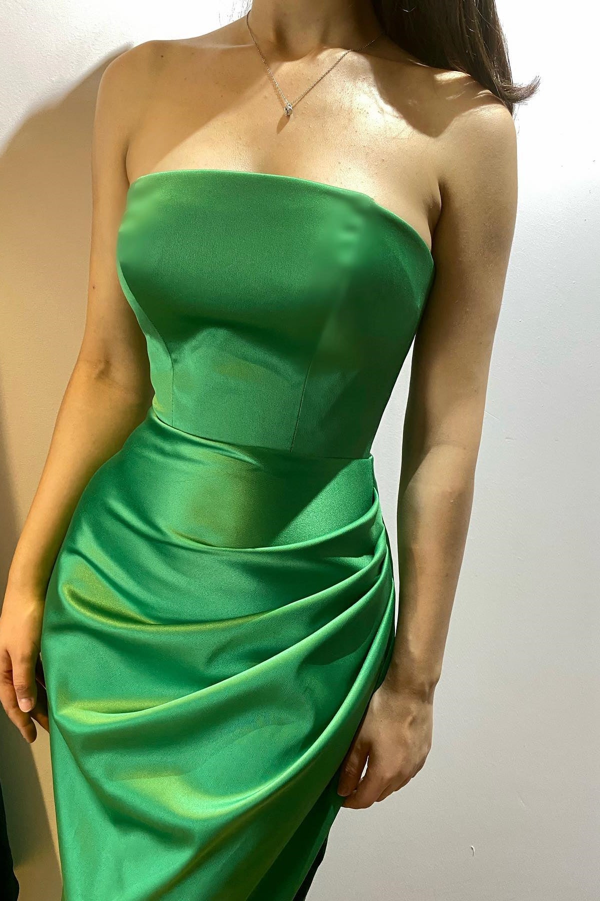 New Arrival Emerald Strapless Sleeveless Mermaid Prom Dress With Pleats & Split-BallBride