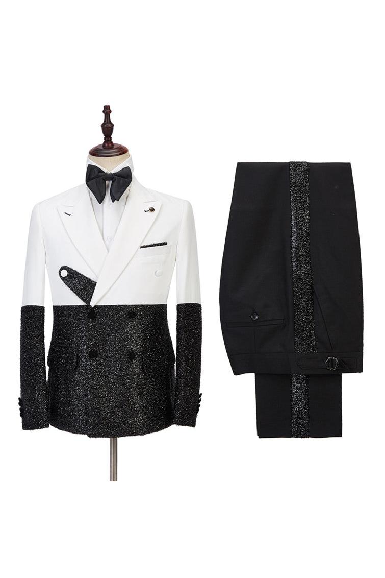 New Arrival Men's Suit - White & Sparkle Double Breasted Fashion Style Easy Fit-BallBride