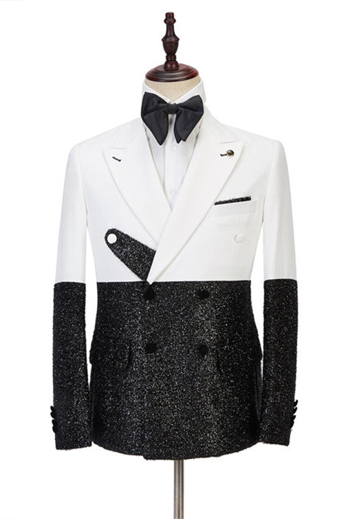 New Arrival Men's Suit - White & Sparkle Double Breasted Fashion Style Easy Fit-BallBride