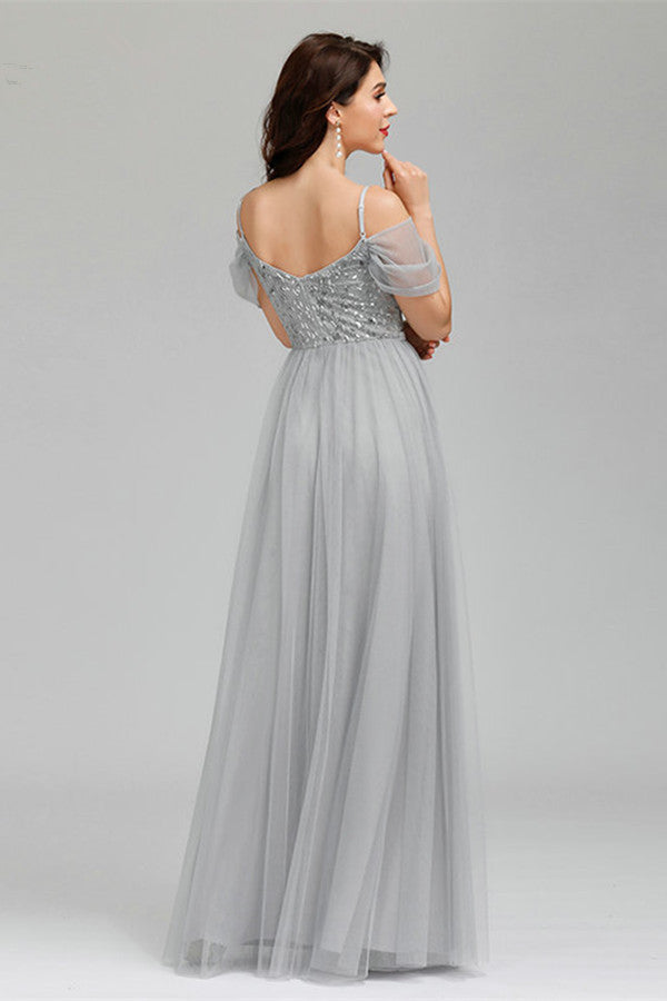 New Arrival Off-the-Shoulder Straps Sequins Prom Dress Long-BallBride
