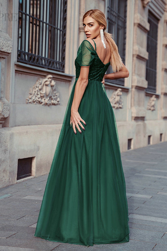 New Arrival Off-the-Shoulder Straps Sequins Prom Dress Long-BallBride