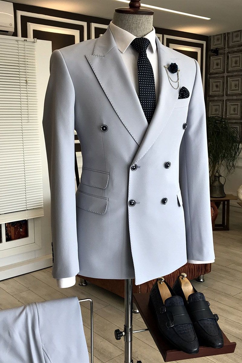 New Arrival Peaked Lapel Wedding Suit For Men with Double Breasted-BallBride