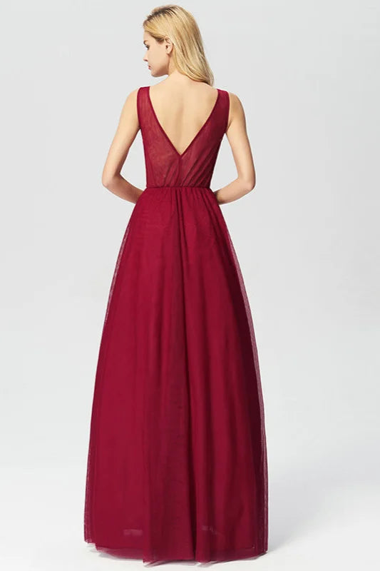 New Arrival Sleeveless Lace Appliques Long Evening Prom Dress Online-BallBride