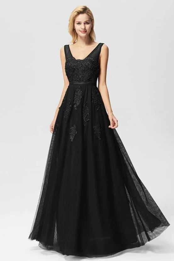 New Arrival Sleeveless Lace Appliques Long Evening Prom Dress Online-BallBride