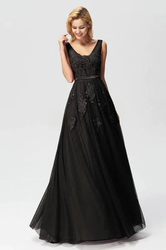 New Arrival Sleeveless Lace Appliques Long Evening Prom Dress Online-BallBride