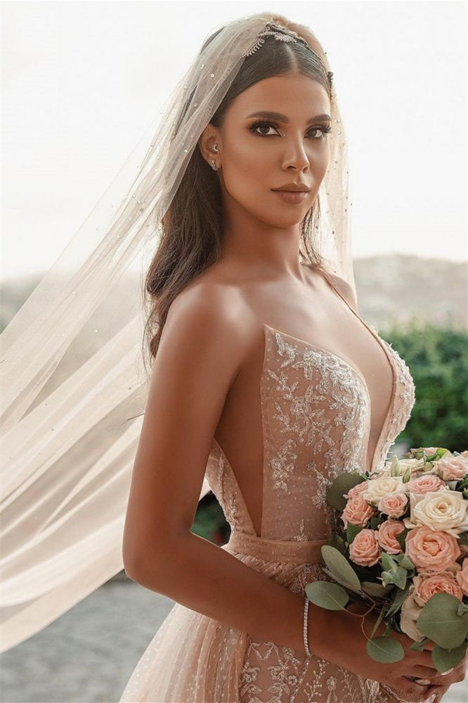 New Arrival Spaghetti-Straps Mermaid Wedding Dress With Appliques Ruffles-BallBride