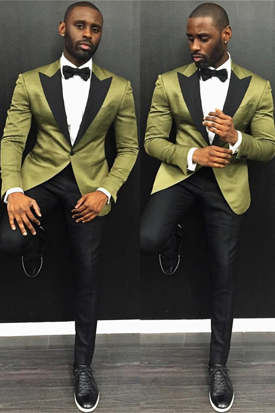 New Arrive Black Lapel Bespoke Formal Dinner Suit with One Button for Men-BallBride