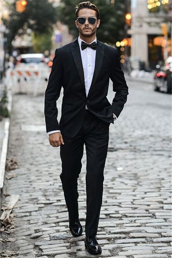 New Arrive Black Tuxedo Suit for Wedding Receptions-BallBride