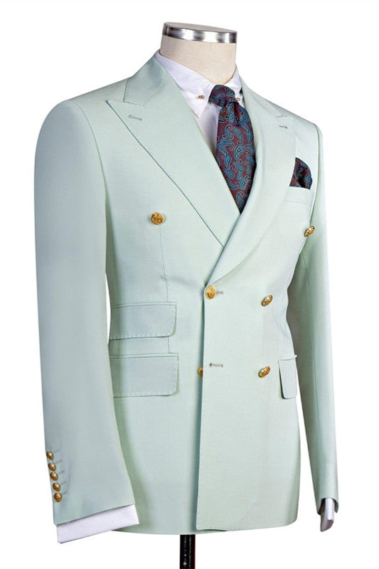 New Arrive Double Breasted Best Wedding Outfit for Guys with Peaked Lapel-BallBride