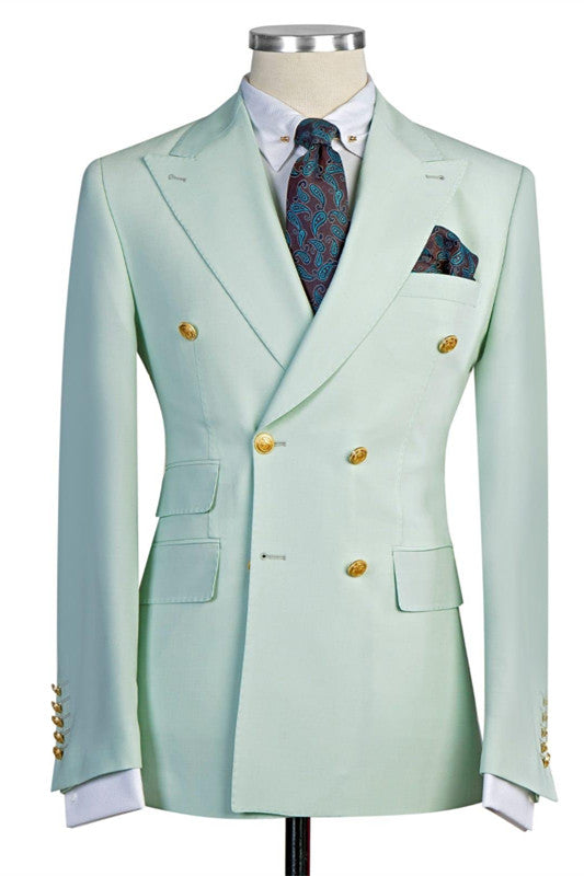 New Arrive Double Breasted Best Wedding Outfit for Guys with Peaked Lapel-BallBride