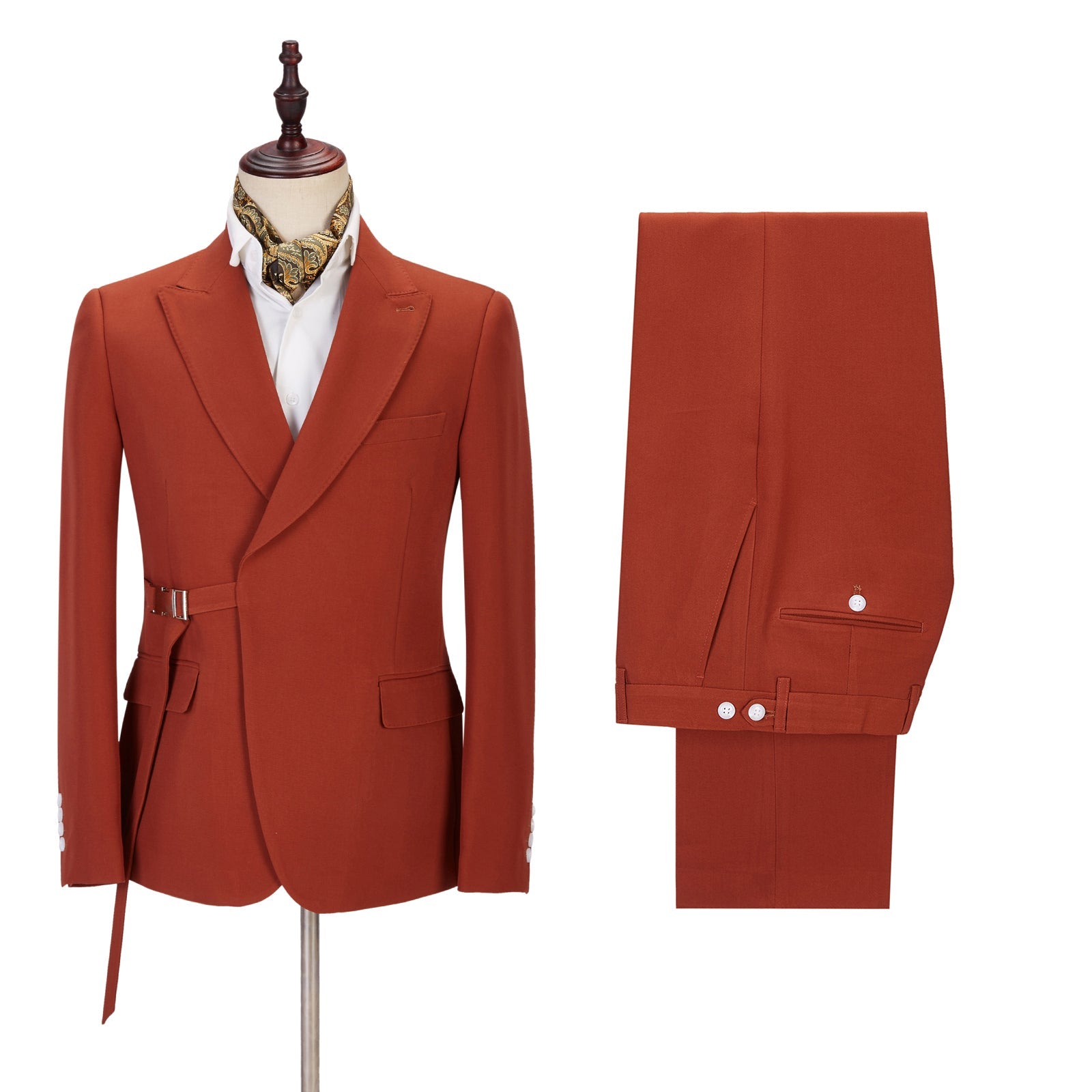 New Arrive Orange Blazer with Peaked Lapel for Groom-BallBride