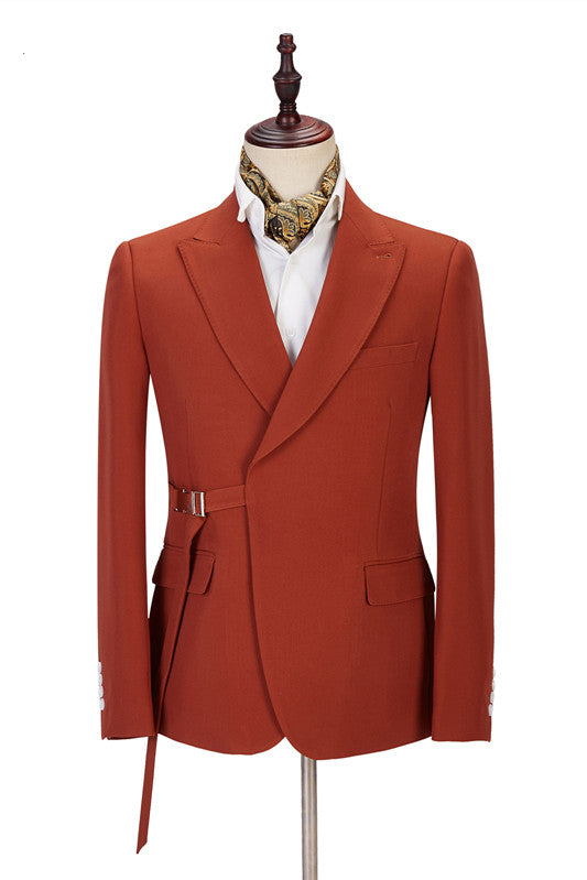 New Arrive Orange Blazer with Peaked Lapel for Groom-BallBride