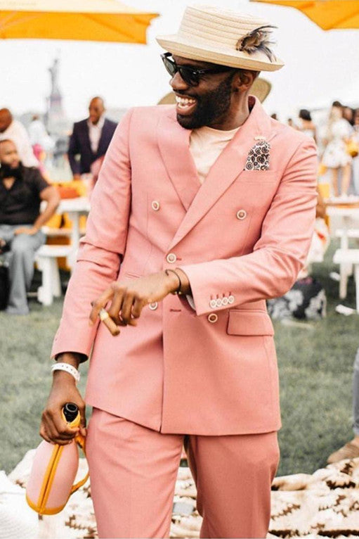 New Arrive Peaked Lapel Bespoke Business Prom Suit for Guys with Double Breasted-BallBride