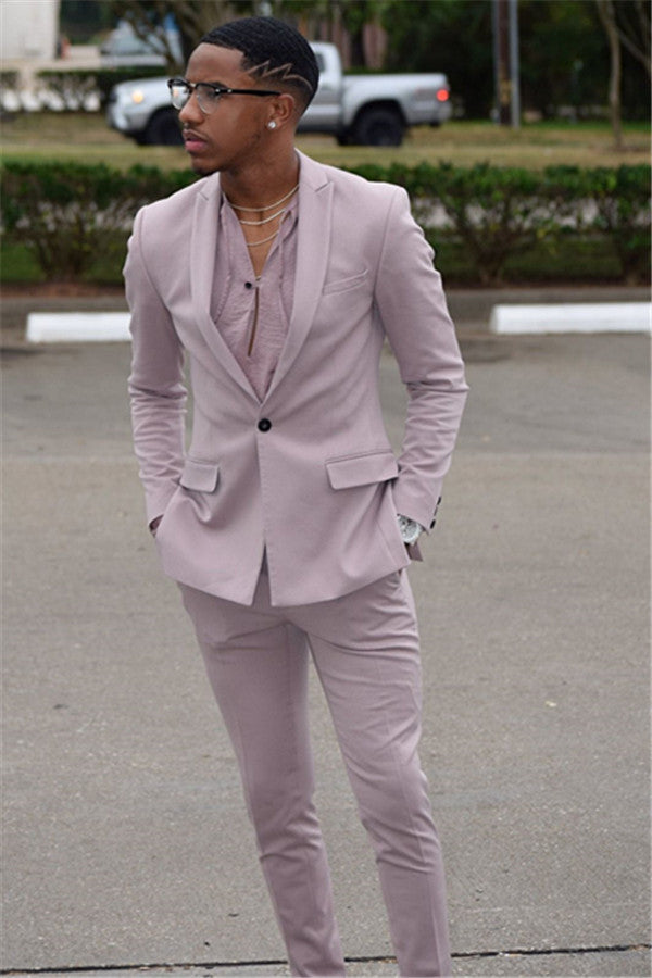 New Arrive Pink Bespoke Men's Wearhouse Wedding Suits with One Button-BallBride