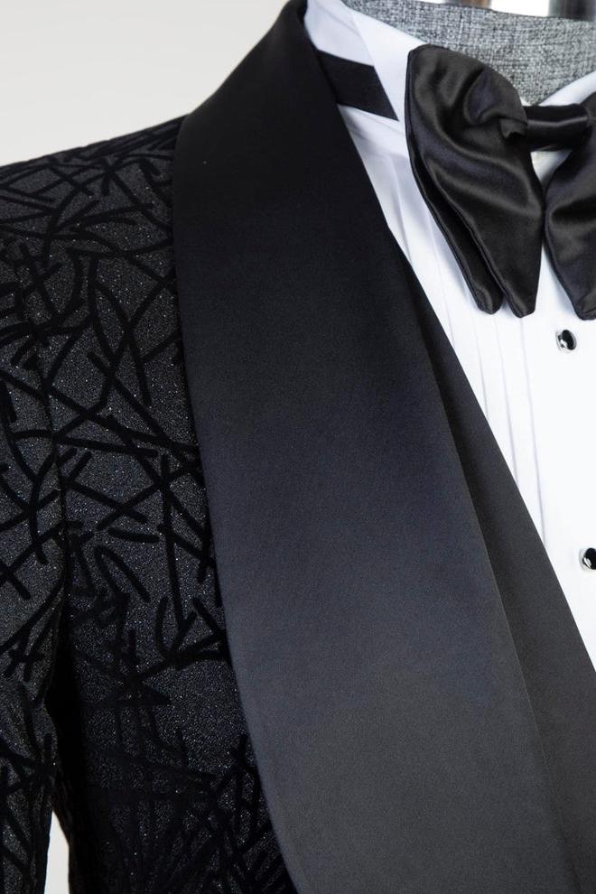 Newest Black Three Pieces Shawl Lapel Jacquard Men Suits by Darren-BallBride