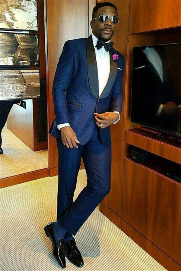 Newest Joshua Homecoming Prom Suit - Navy Blue Slim Fit with Shawl Lapel-BallBride