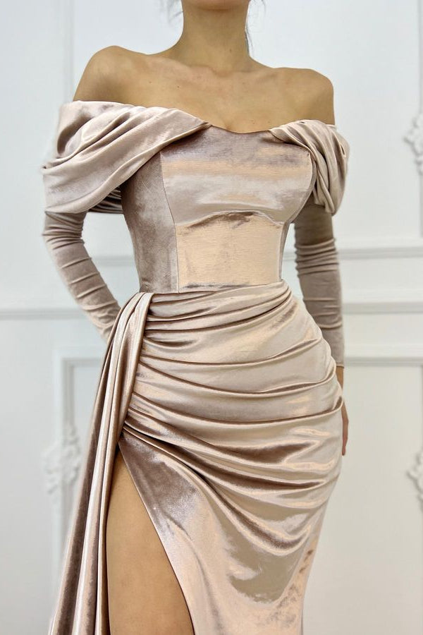 Off-The-Shoulder Sweetheart Mermaid Evening Dress-BallBride