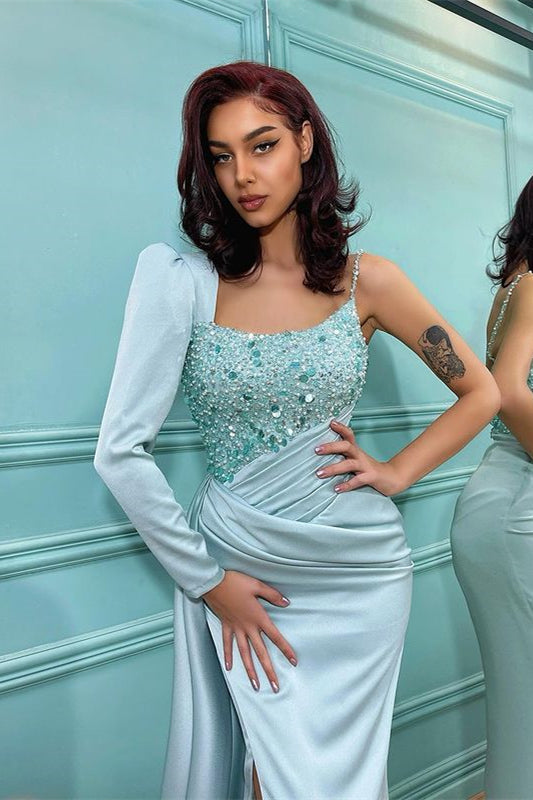 On Sale: Fabulous Long Sleeves Sequins Prom Dress Mermaid Slit-BallBride
