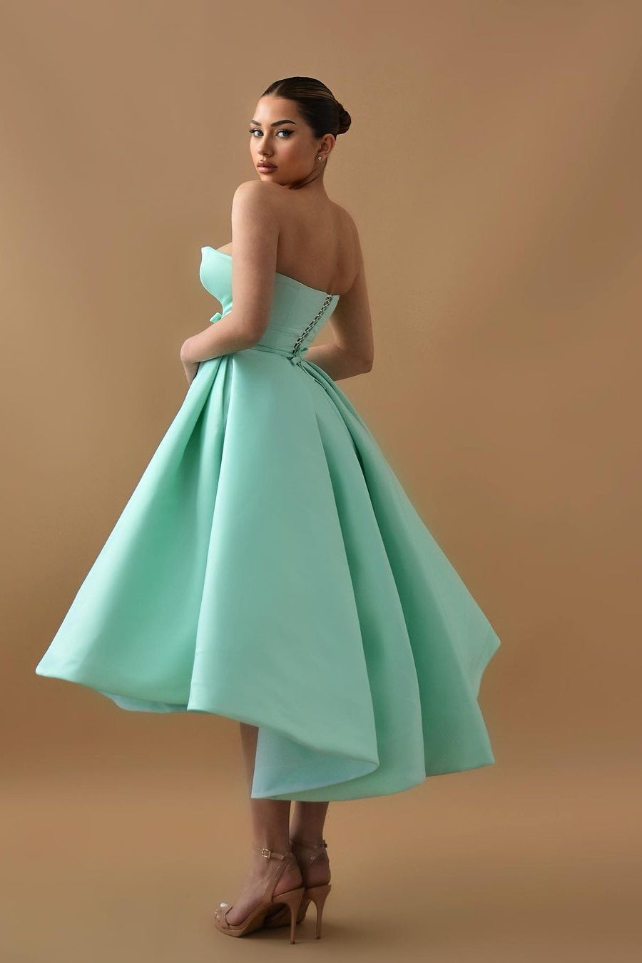 On Sale - Modern Mint Green V-Neck Sleeveless Short Prom Dress Ball Gown-BallBride