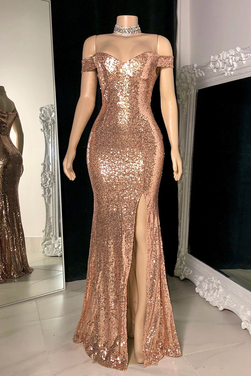 On Sale: Modern Off-the-Shoulder Sequins Mermaid Prom Dresses with Slit-BallBride