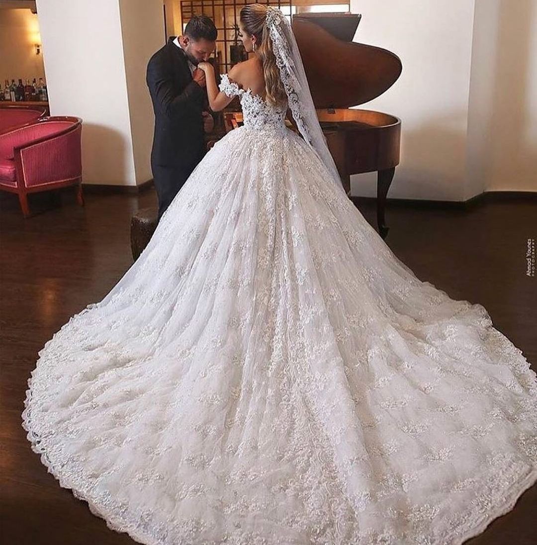 On Sale: Off-the-shoulder Ball Gown Lace Wedding Dress Long-BallBride