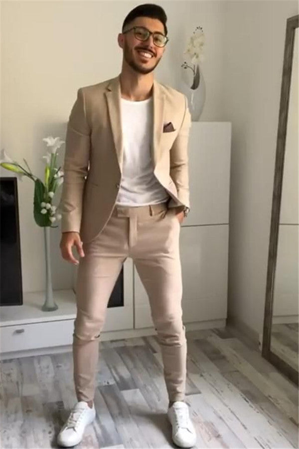 One Button Handsome Khaki Formal Attire for Men-BallBride